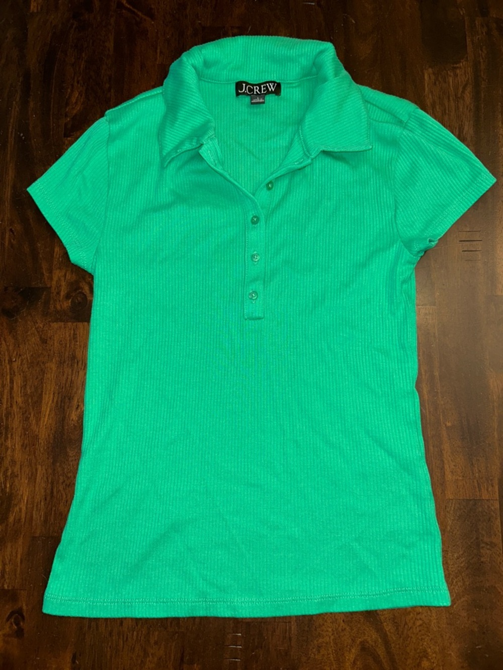 J. Crew Bright Green Ribbed Short-Sleeve Polo